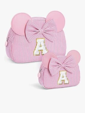 Personalized Initial “A” Cosmetic Bag Set - NWT 💖🎀🐭